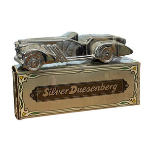 Avon Vintage Silver Duesenberg Car w/ Box Perfume Bottle Cologne Glass Empty